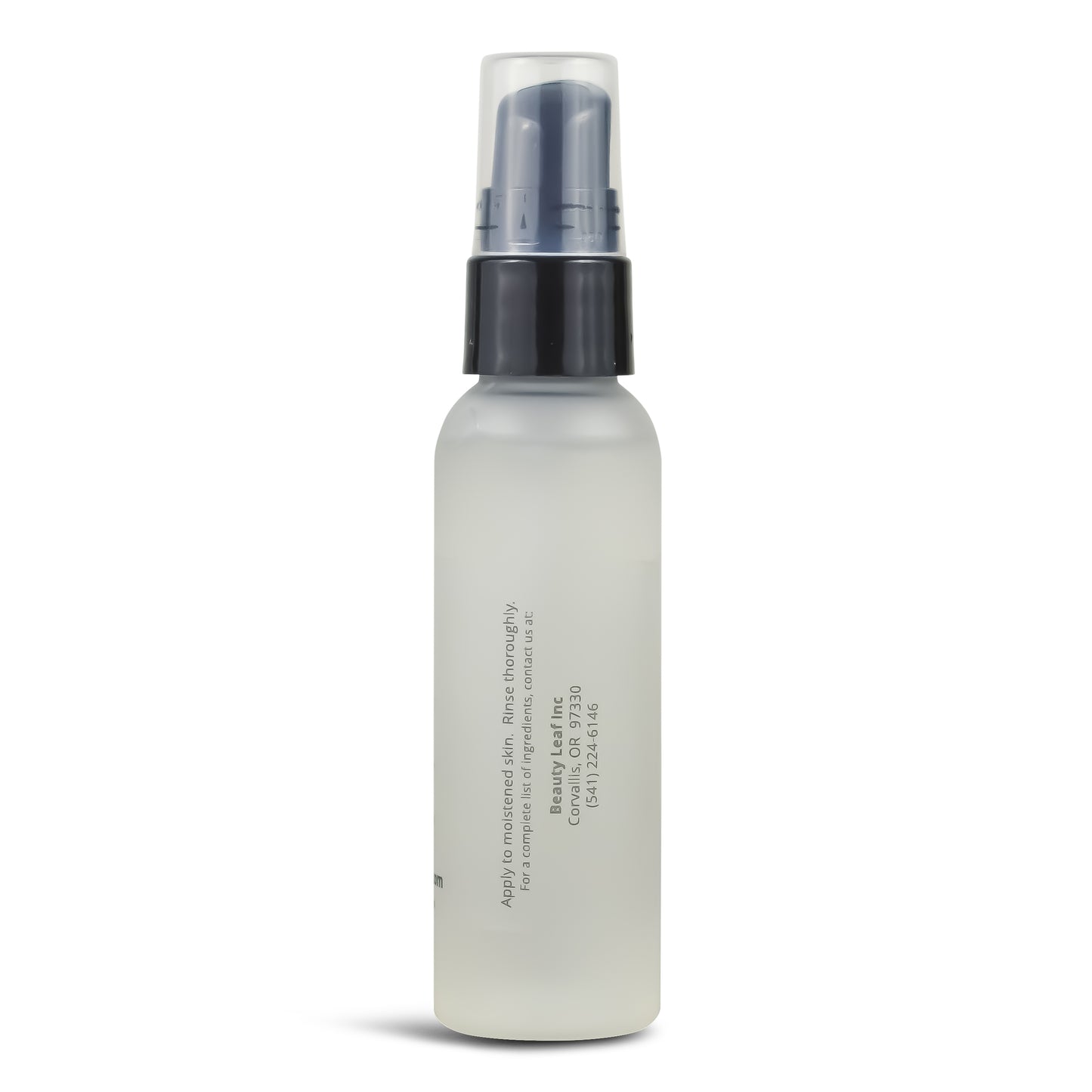 Face wash bottle side with company information