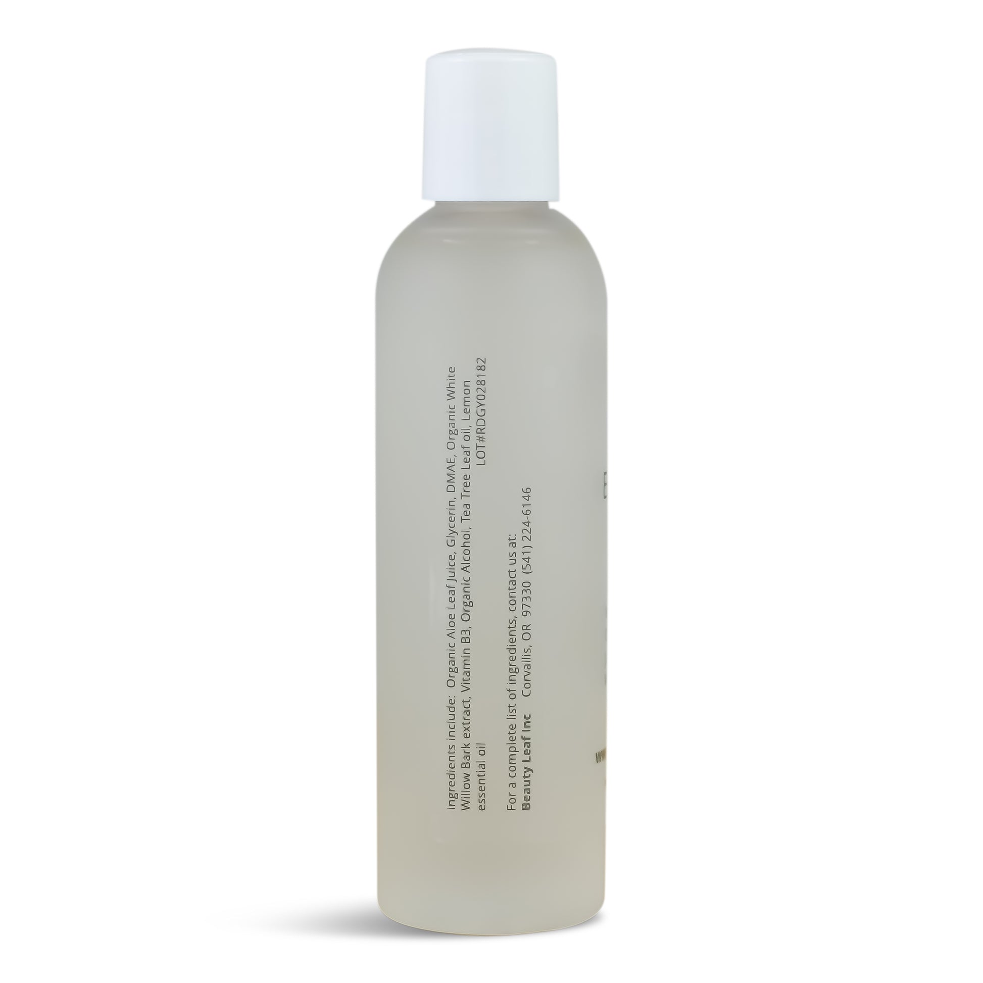 Toner bottle side with ingredients