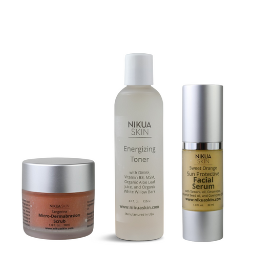 Three product bundle - scrub, toner, and serum