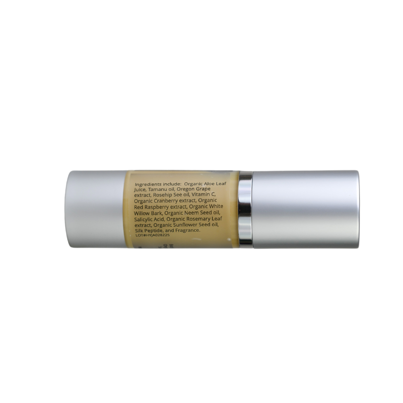 Healing lotion bottle side list of ingredients