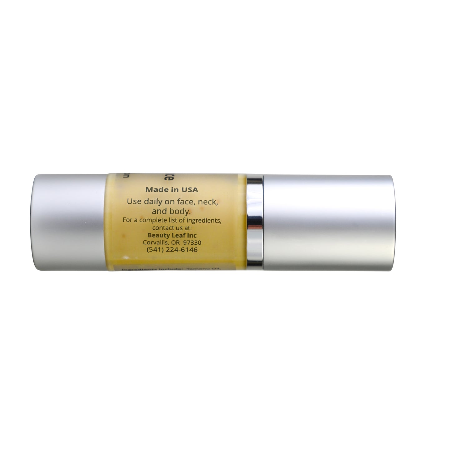 Skin Radiance bottle side with company information